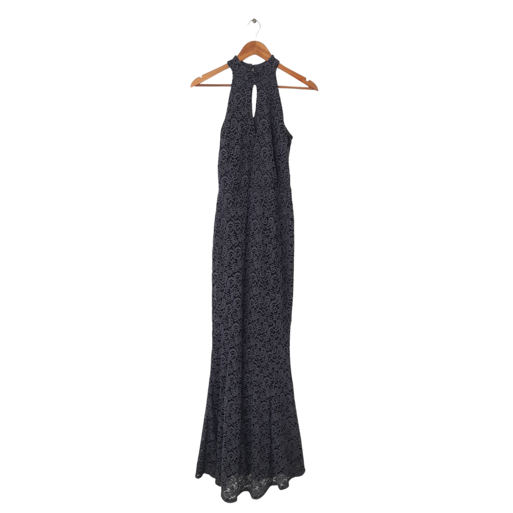 Quiz Grey Metallic Lace Halterneck Dress | Gently Used |