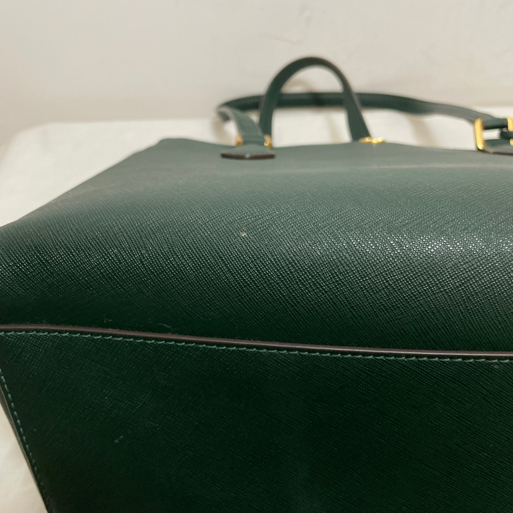 Tory Burch Forest Green 'Robinson' Small Leather Tote | Gently Used |