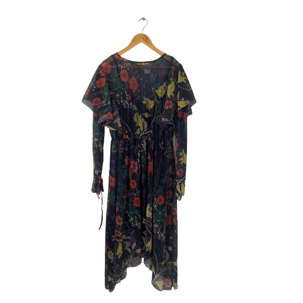 ZARA Navy Floral Printed Shimmer Maxi Dress | Gently Used |