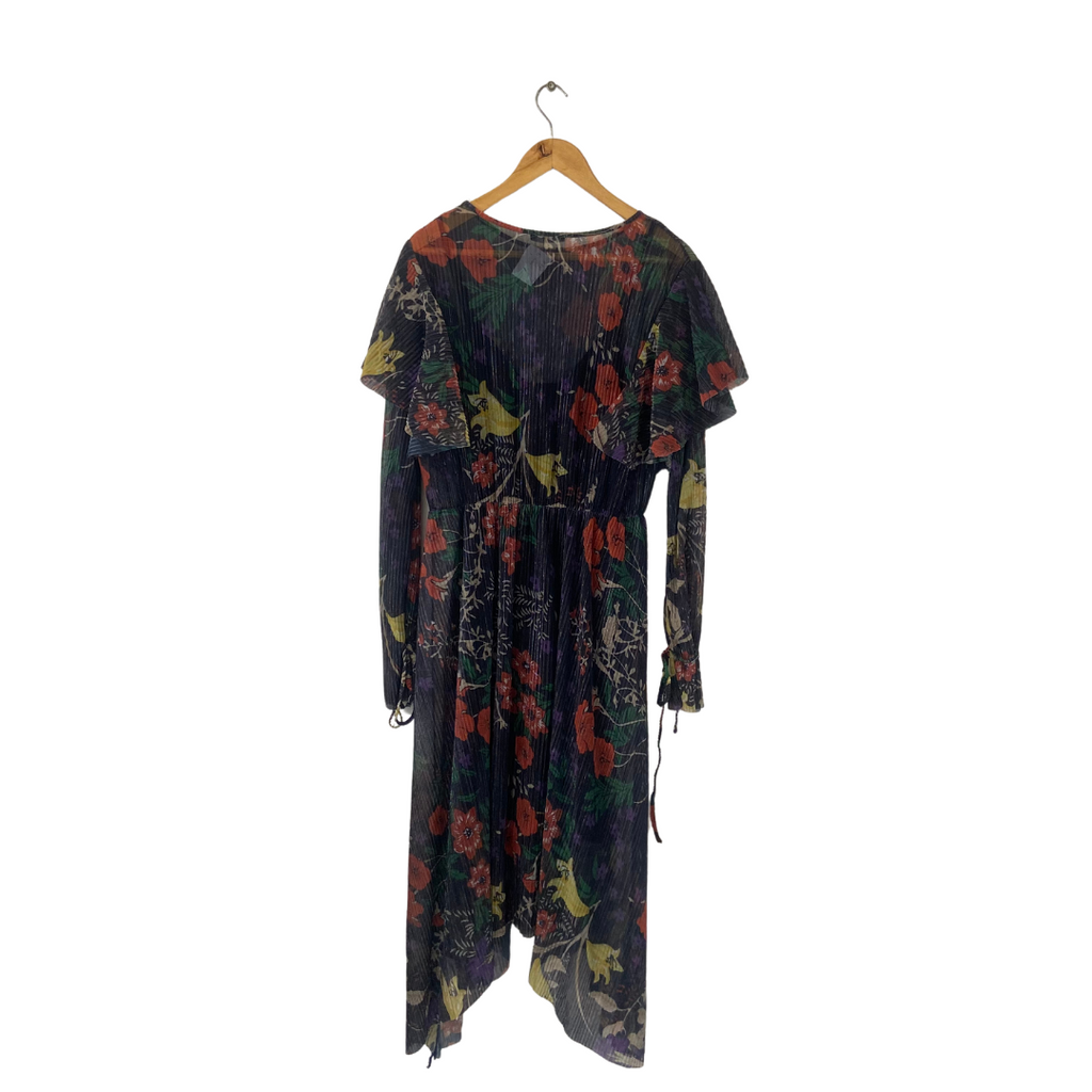 ZARA Navy Floral Printed Shimmer Maxi Dress | Gently Used |