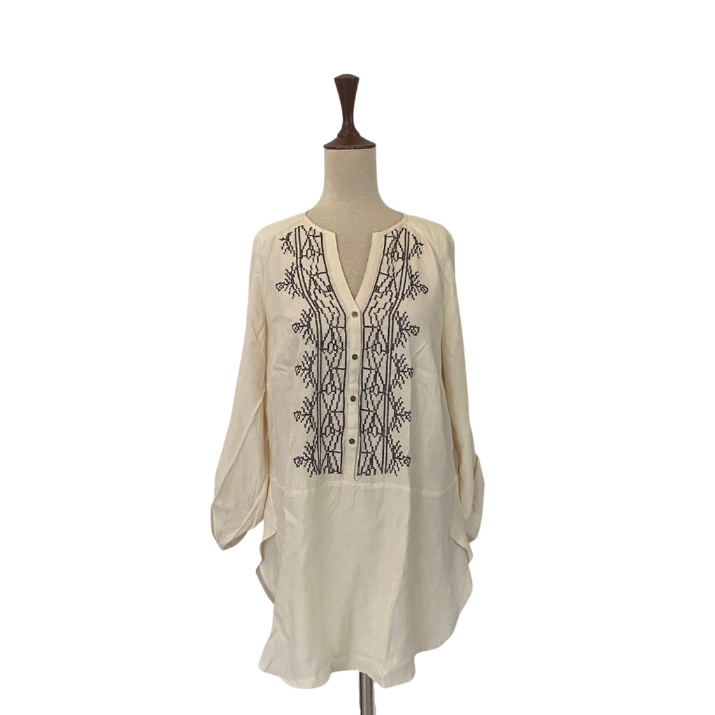 Marks & Spencer Cream and Black Embroidered Top | Brand New |