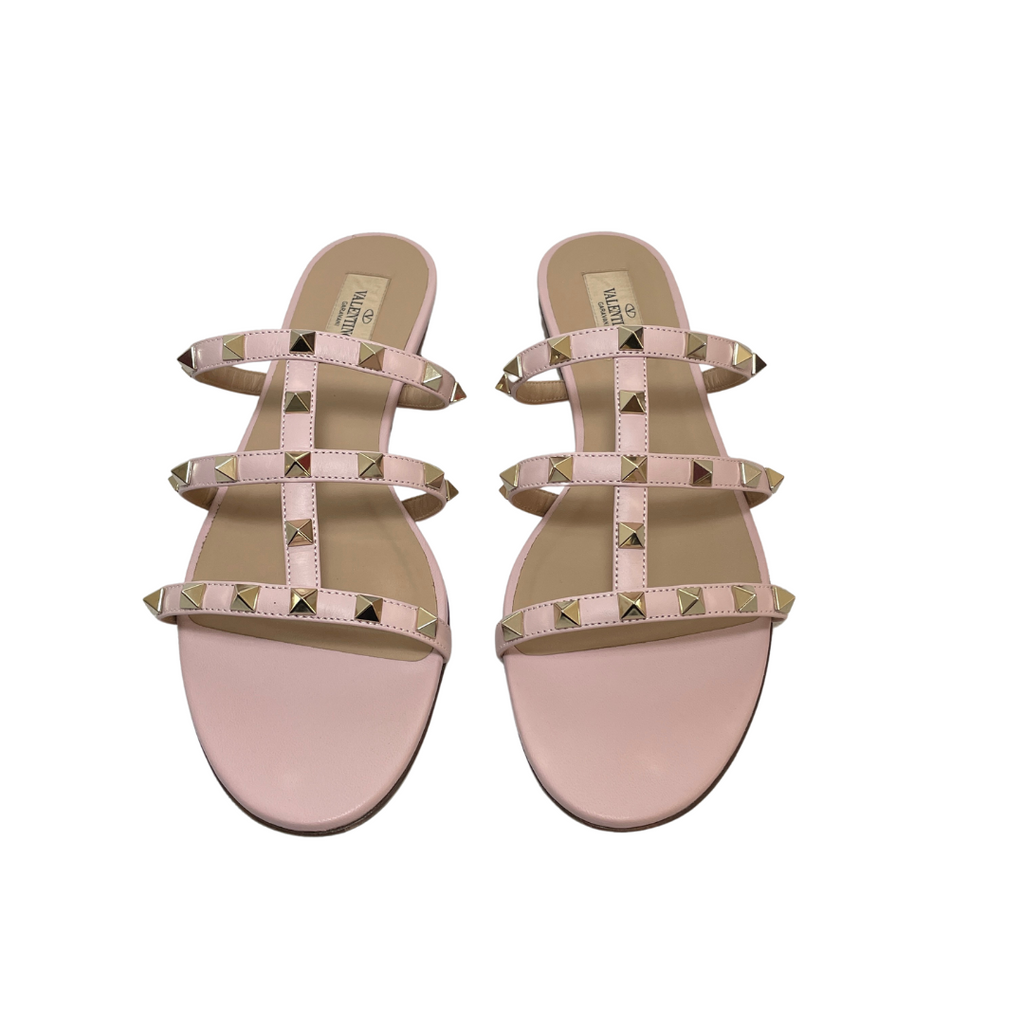 Valentino Blush Pink Rockstud Caged Slide Sandals | Gently Used |