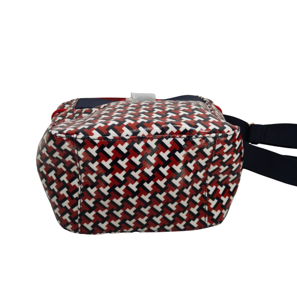 Tommy Hilfiger Red & Blue Printed Drawstring Crossbody Bag | Brand New |