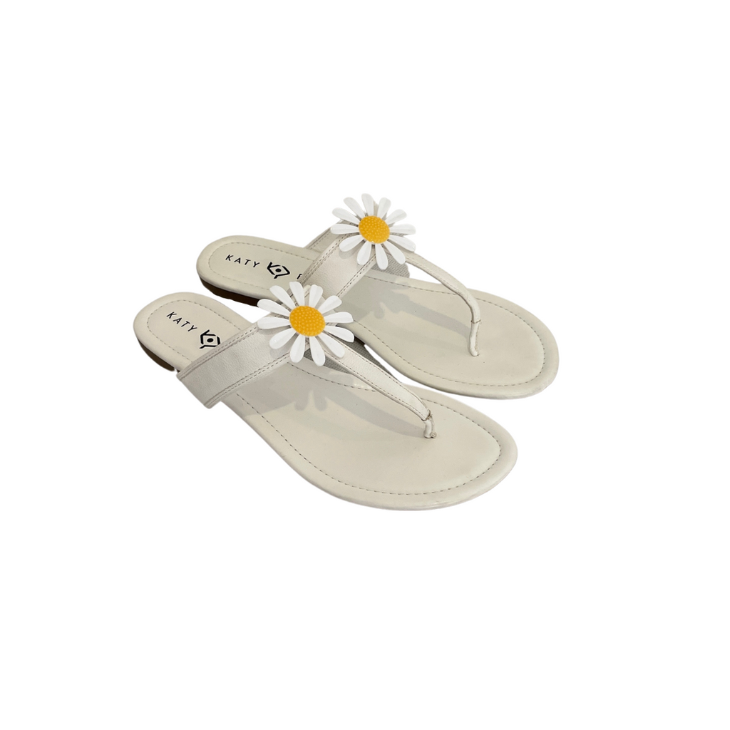 Katy Perry White Daisy Thong Sandals | Brand New |