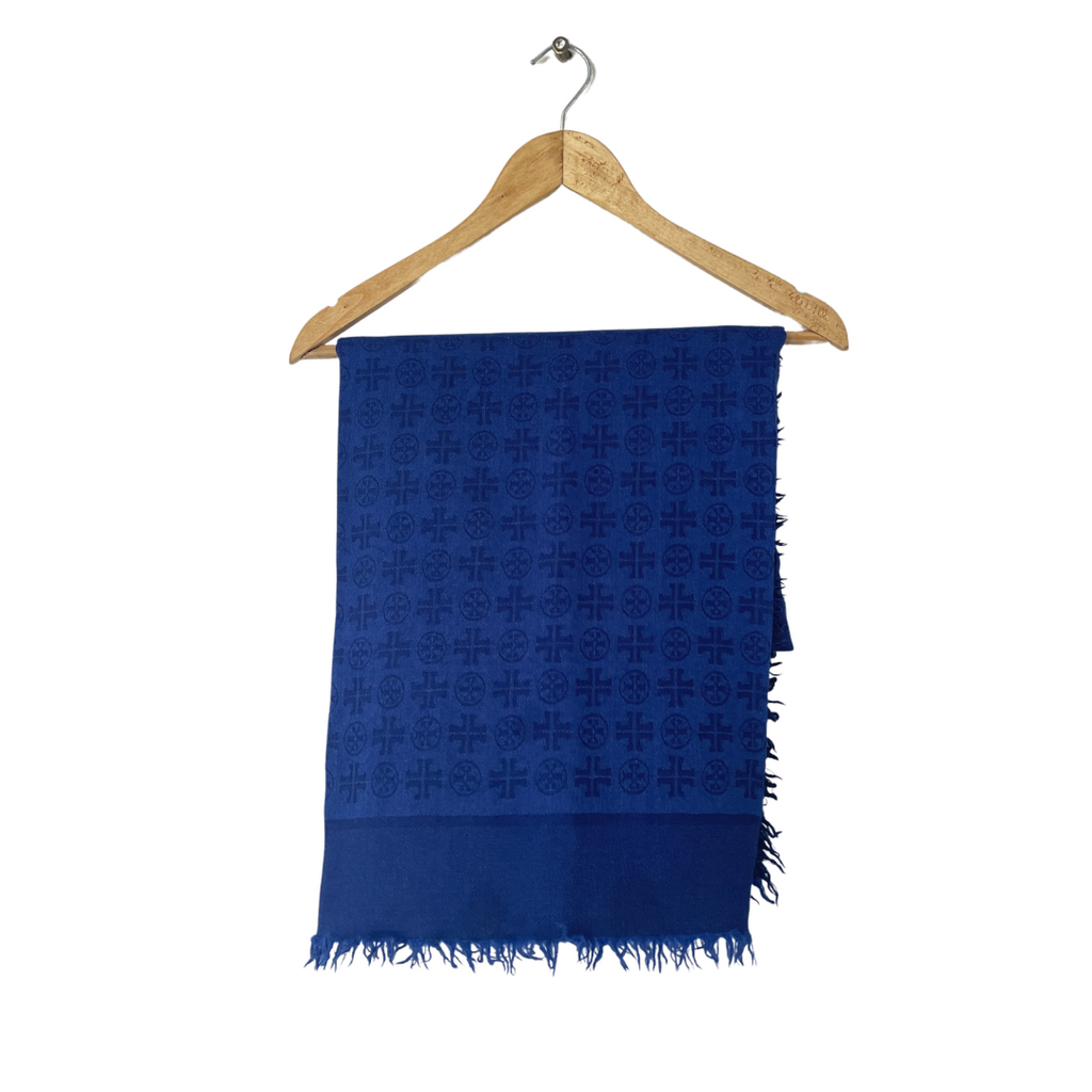 Tory Burch Cobalt Blue Monogram Square Scarf | Gently Used |
