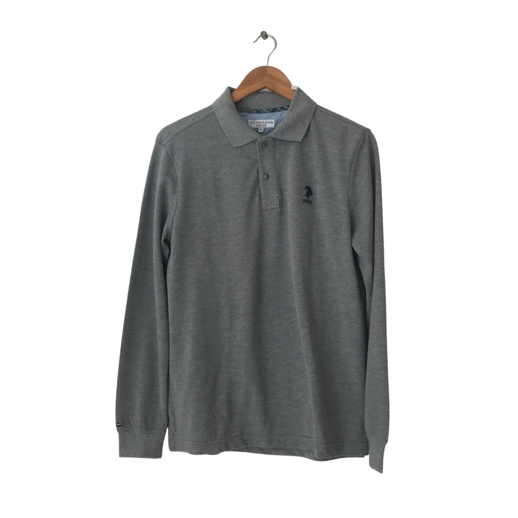 U.S Polo Association Men's Grey Long Sleeved Polo Shirt | Brand New |