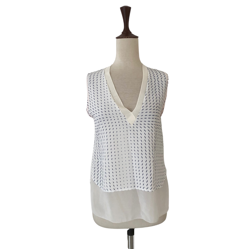 ZARA Blue & White Sleeveless Blouse | Gently Used |