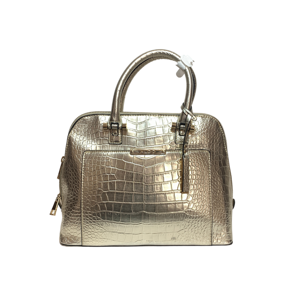 ALDO Gold Textured Large Satchel | Gently Used |