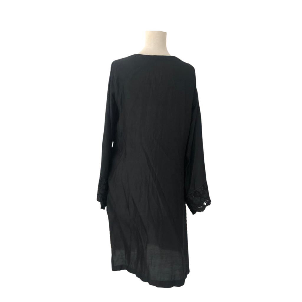 Agha Noor Black and Gold Embroidered Kurta | Gently Used |