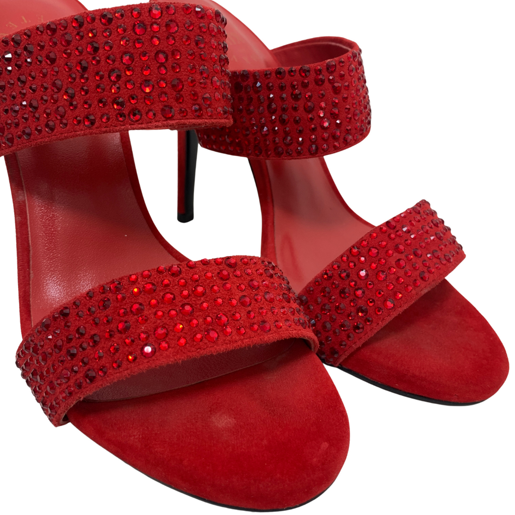 XIX 'Nicole' Red Rhinestone Dual Strap Heels | Gently Used |