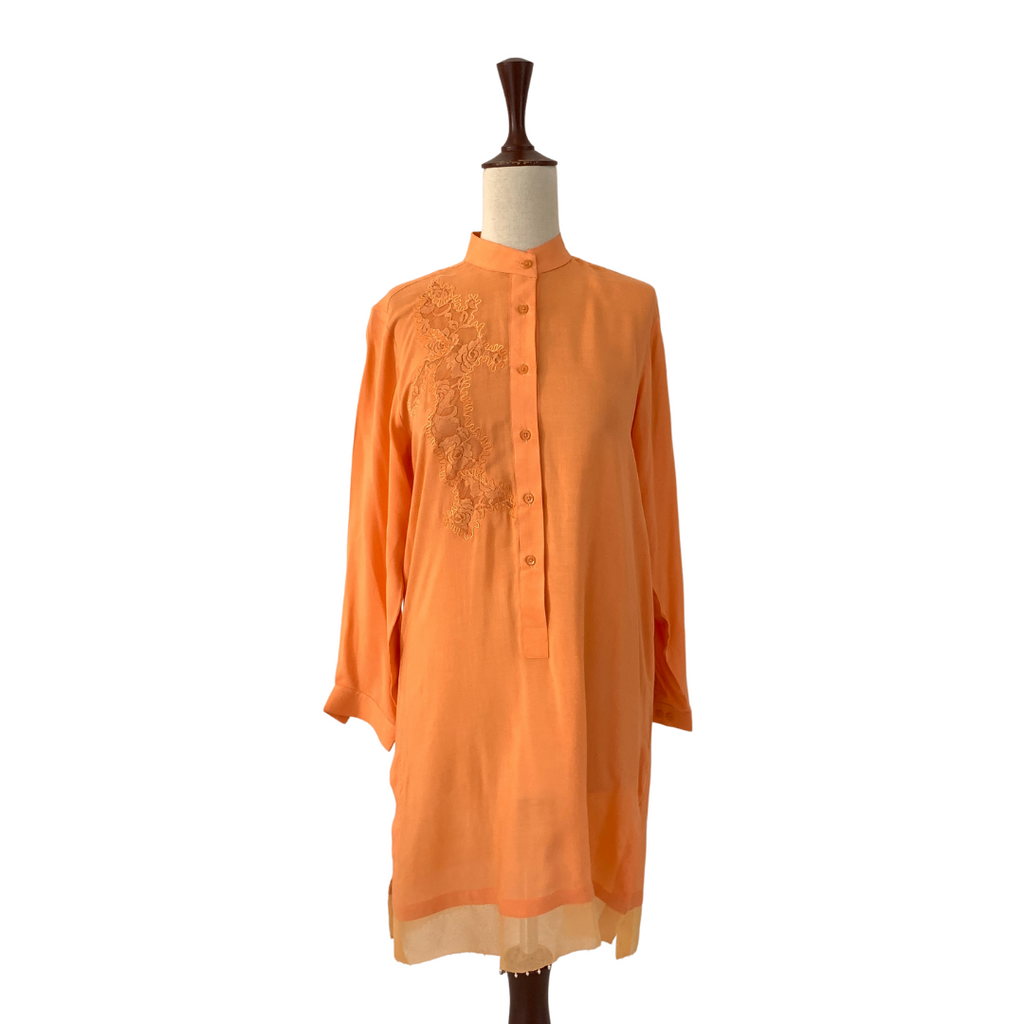 Shamsha Hashwani Orange Lace Applique Kameez | Gently Used |
