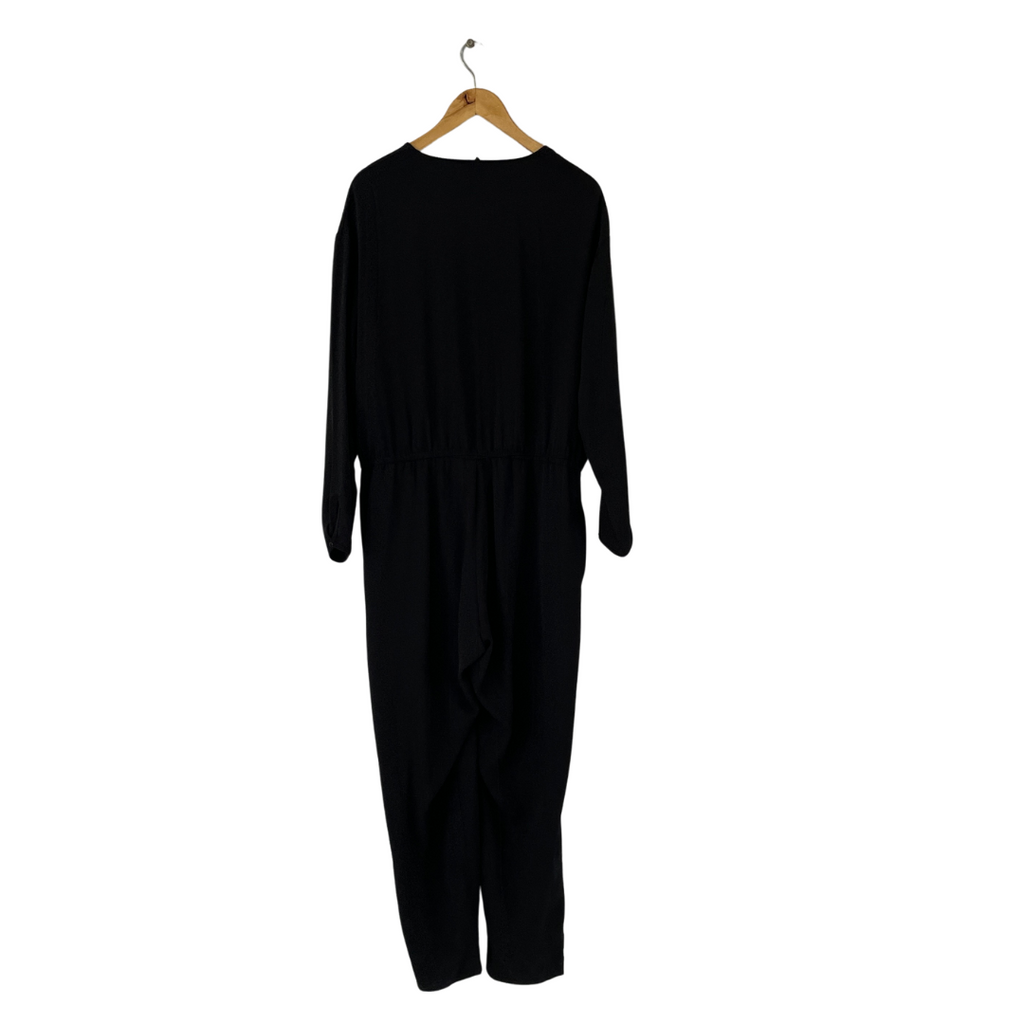 H&M Black Long-sleeved V-neck Jumpsuit | Gently Used |
