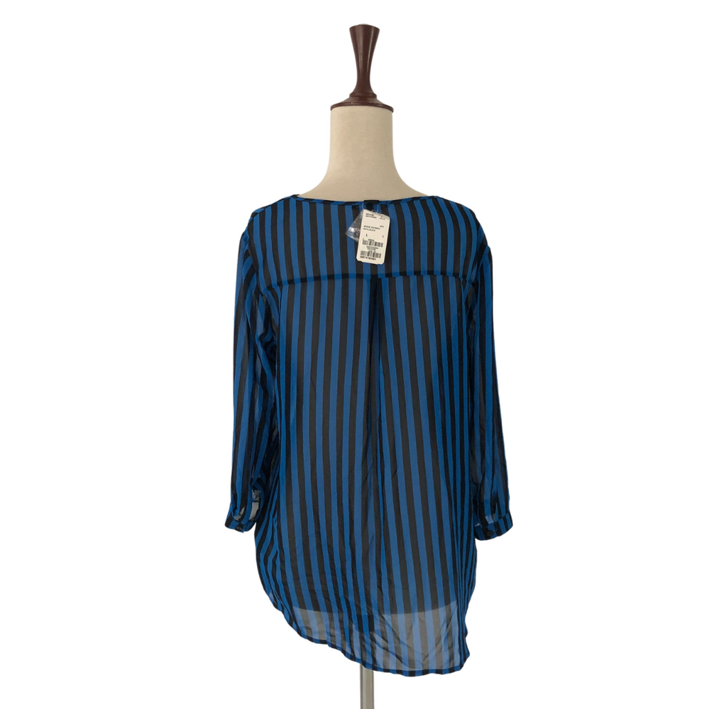 Forever 21 Blue & Black Striped Blouse | Brand New |