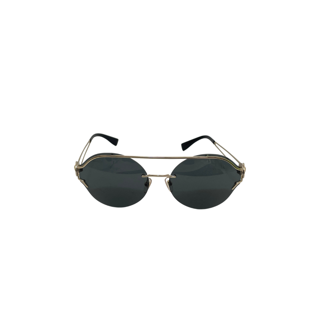 Versace Black and Silver Rimless '2148' Sunglasses | Gently Used |