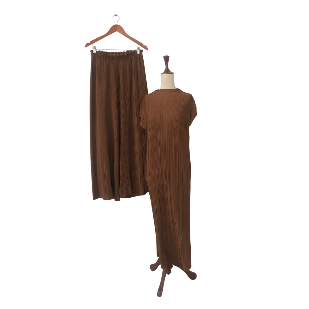 Mango Brown Pleated Co-Ord Set | Pre Loved |