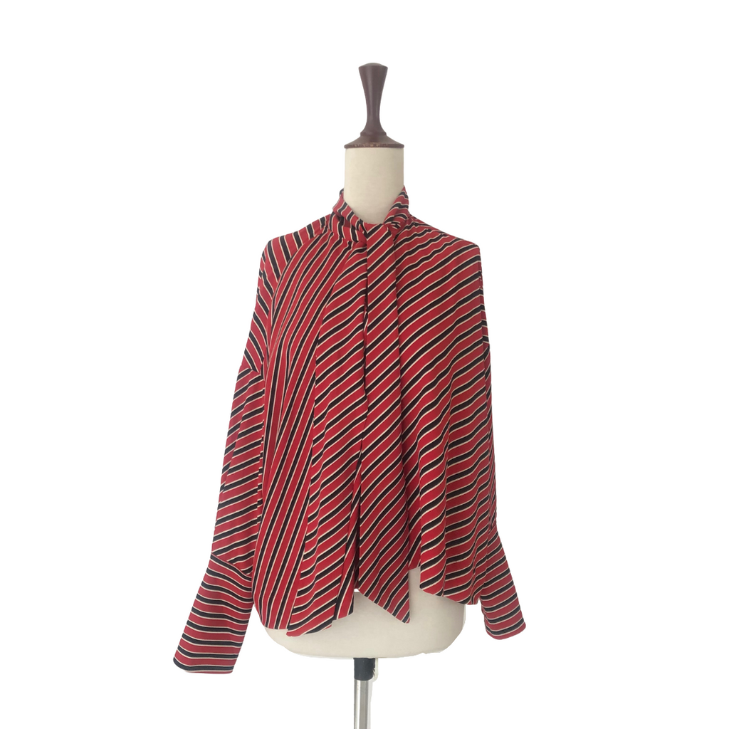 Mango Red & Black Striped Blouse | Gently Used |