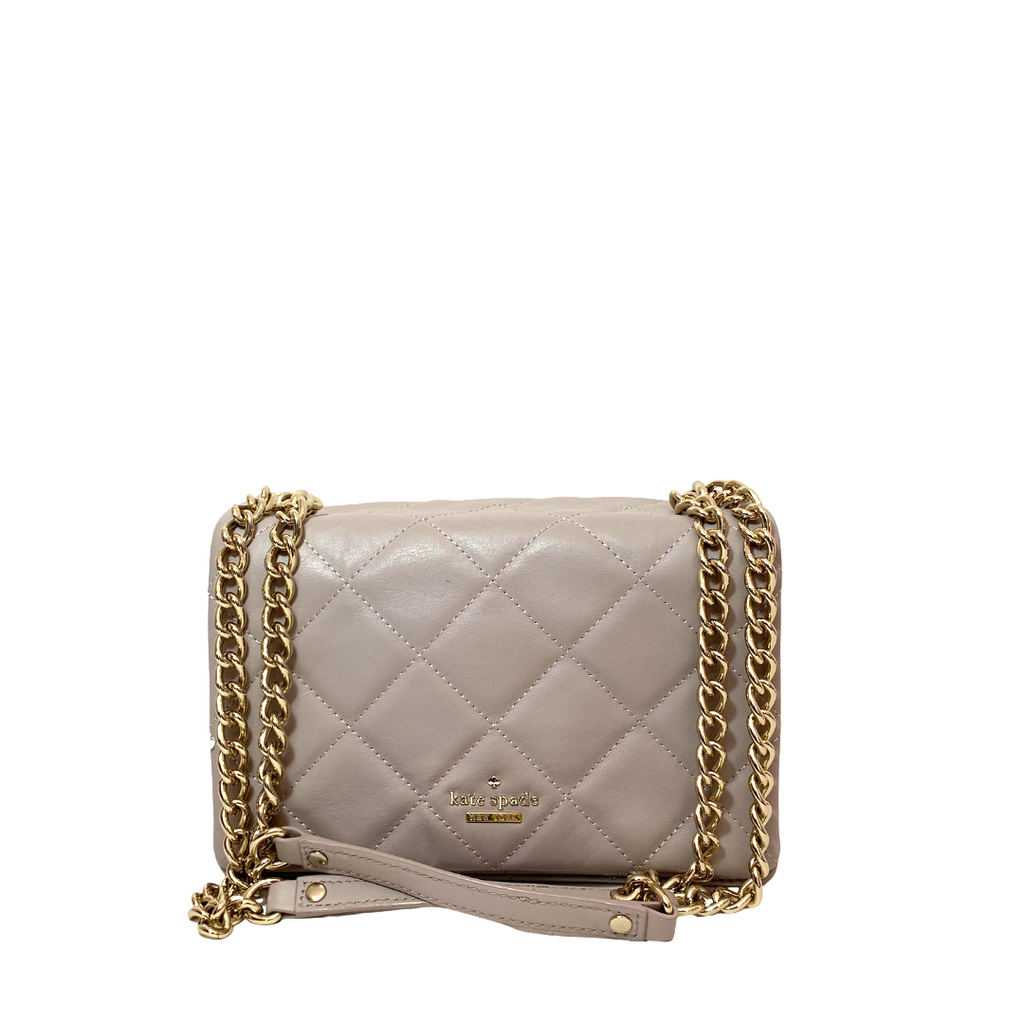 Kate Spade Grey Leather Quilted Shoulder Bag | Gently Used |