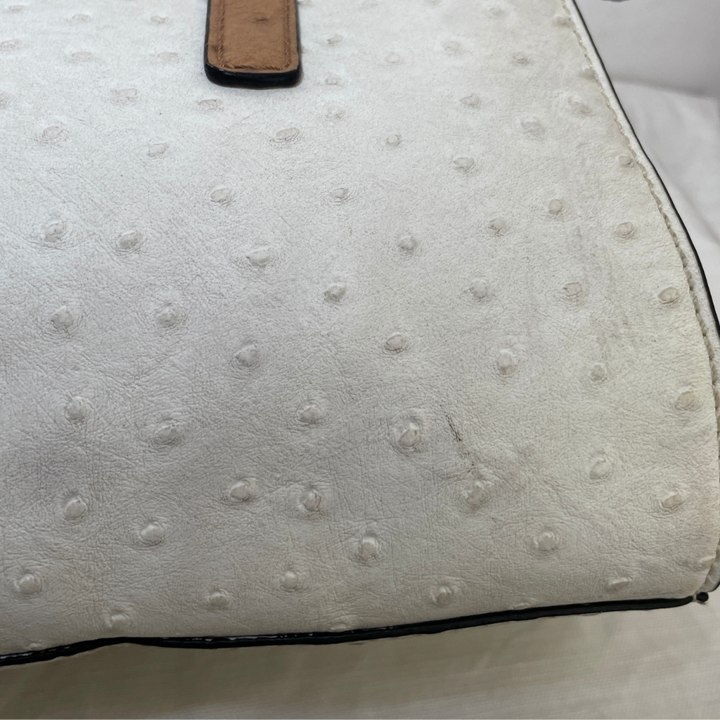 Guess White Tri-colour Faux Ostrich Texture Tote Bag | Pre Loved |