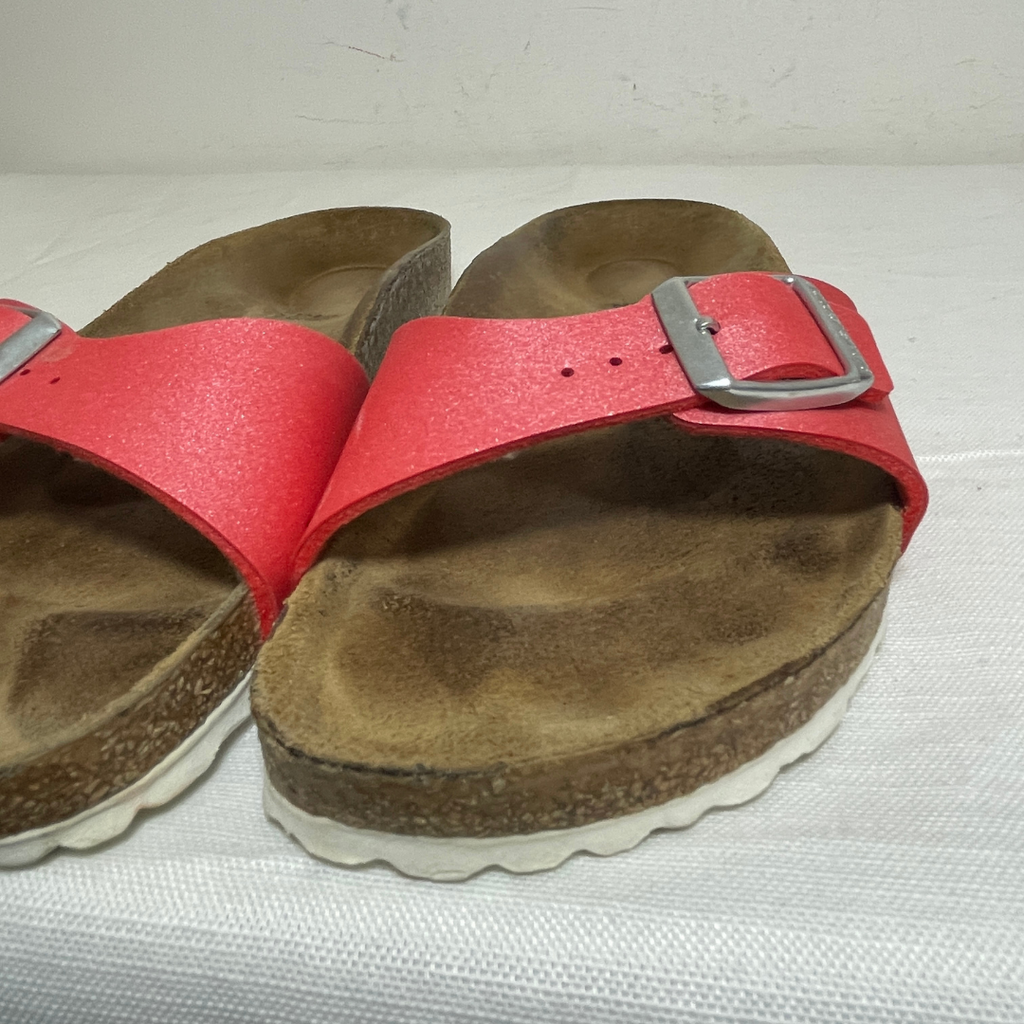 Birkenstock 'Madrid' Icy Metallic Poppy Sandals | Gently Used |