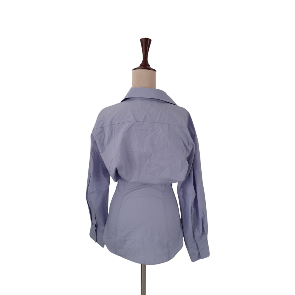 ZARA Light Blue Puffed Sleeves Collared Shirt | Brand New |