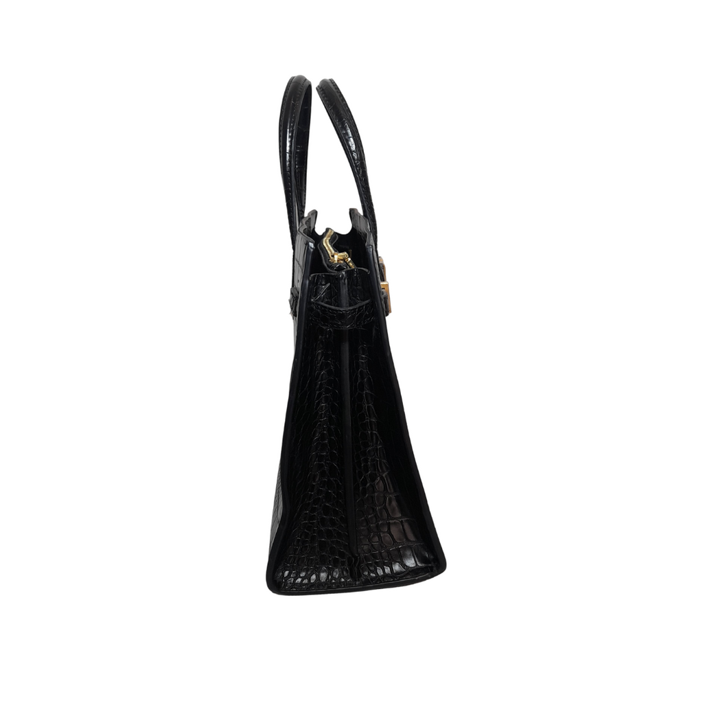Mango Black Croc Textured Satchel | Gently Used |
