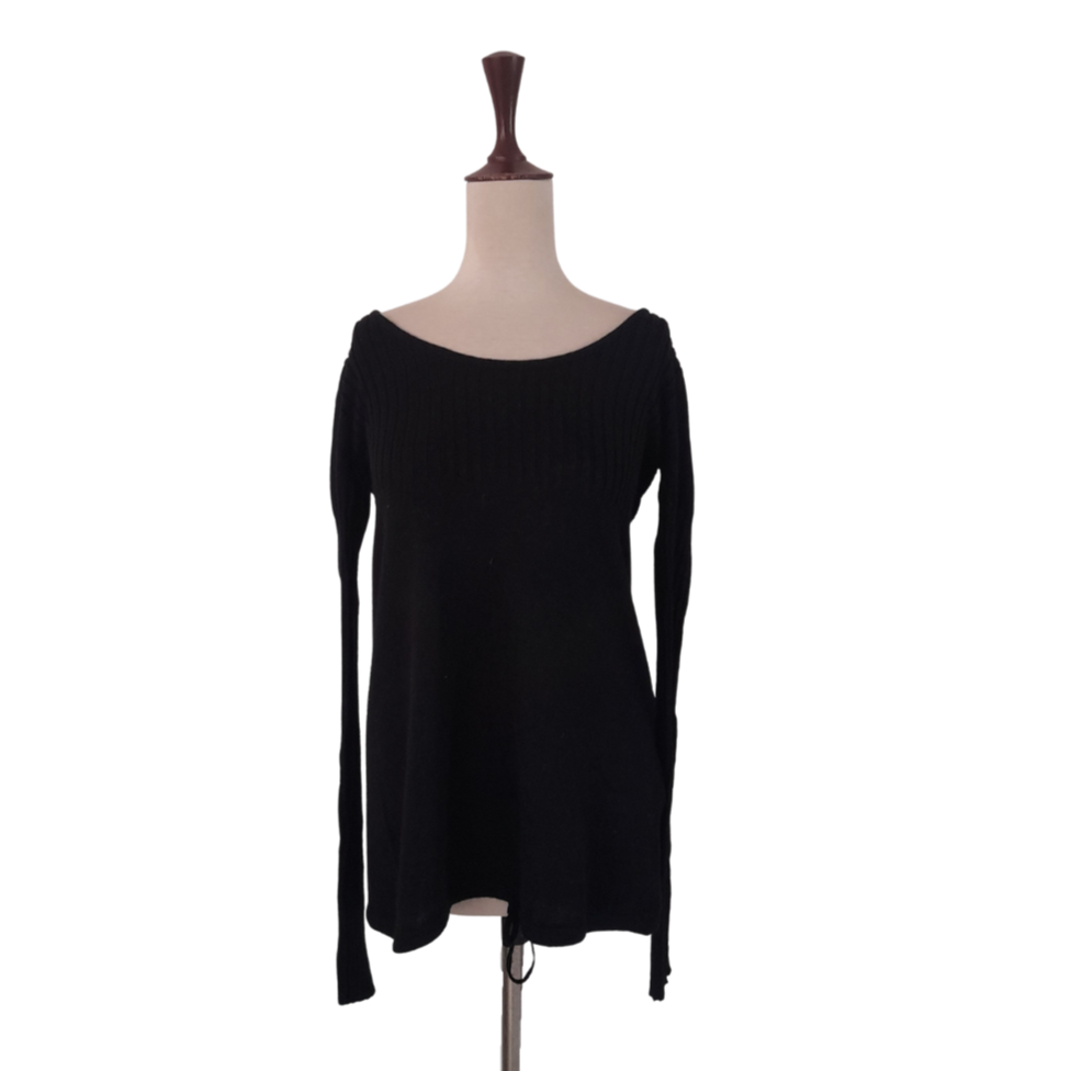 One After Another Black Ribbed Knee-length Sweater Dress | Gently Used |