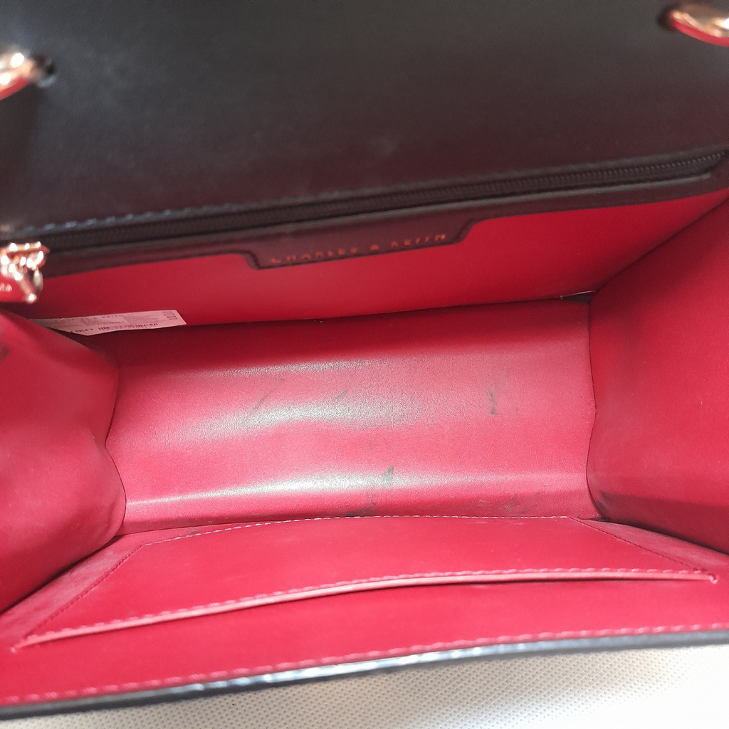Charles & Keith Black Convertible Chain Strap Bag | Pre Loved |