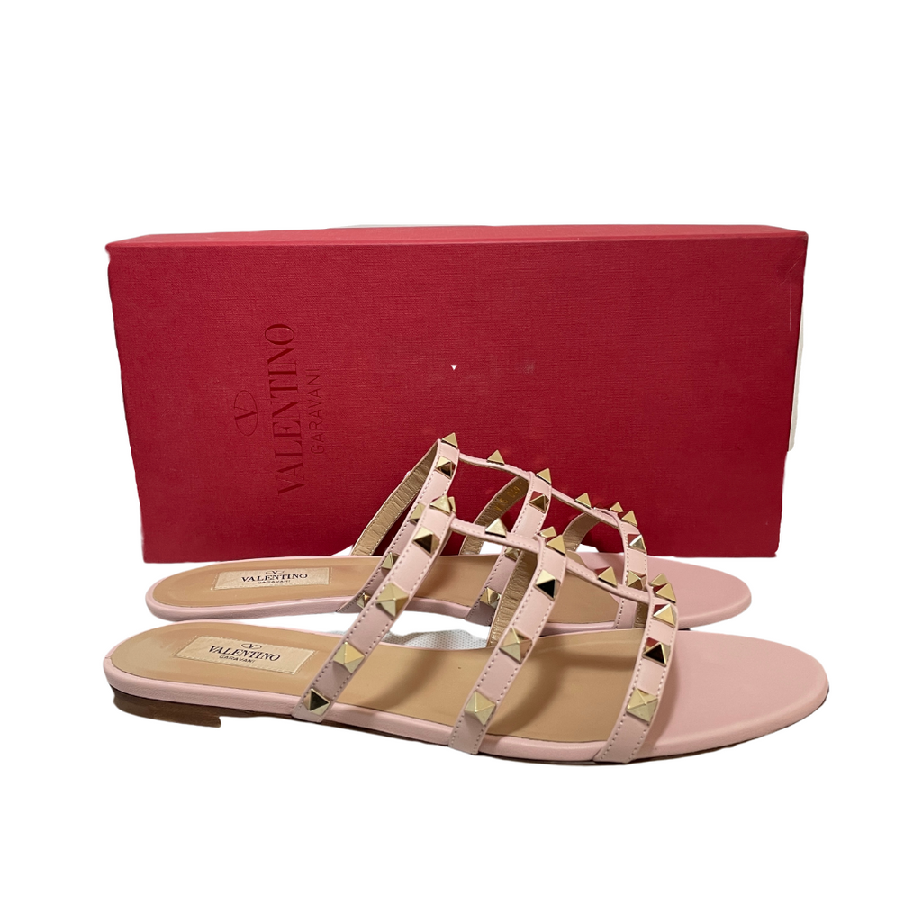 Valentino Blush Pink Rockstud Caged Slide Sandals | Gently Used |