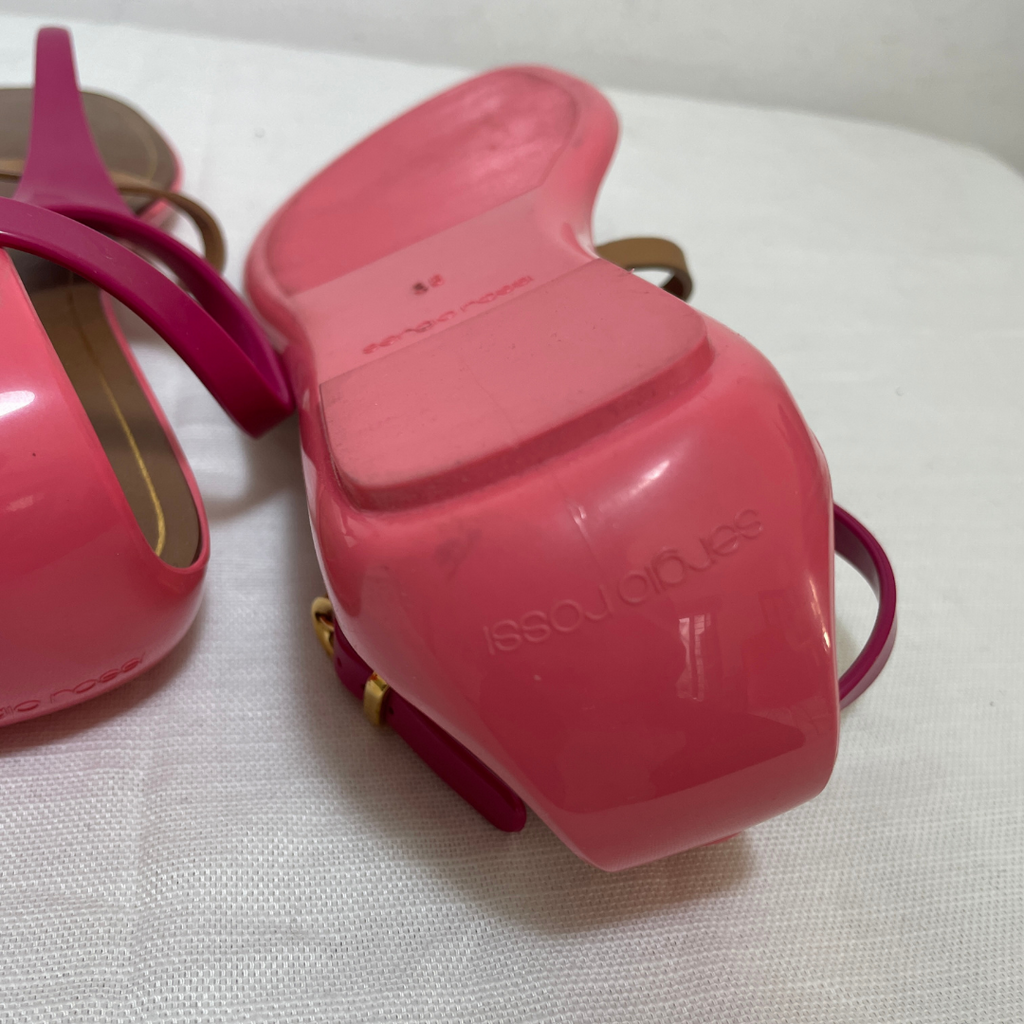 Sergio Rossi Tri-colour Leather Thong Sandals | Pre Loved |