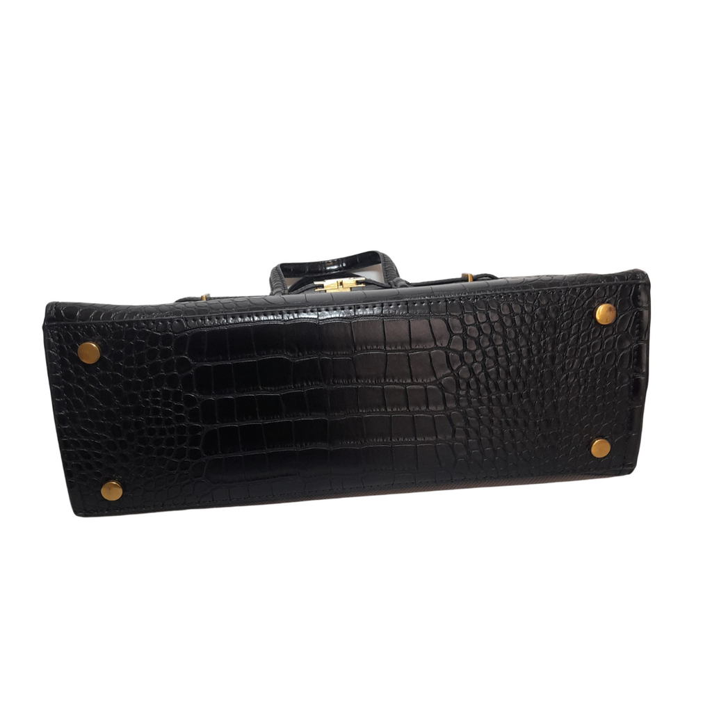 Mango Black Croc Textured Satchel | Gently Used |
