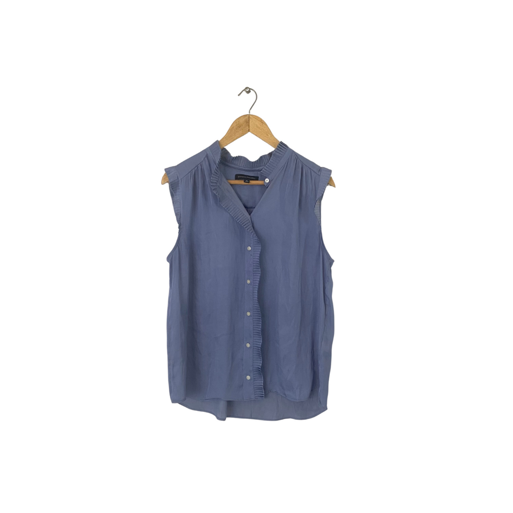 Banana Republic Blue Sleeveless Pleated Top | Gently Used |