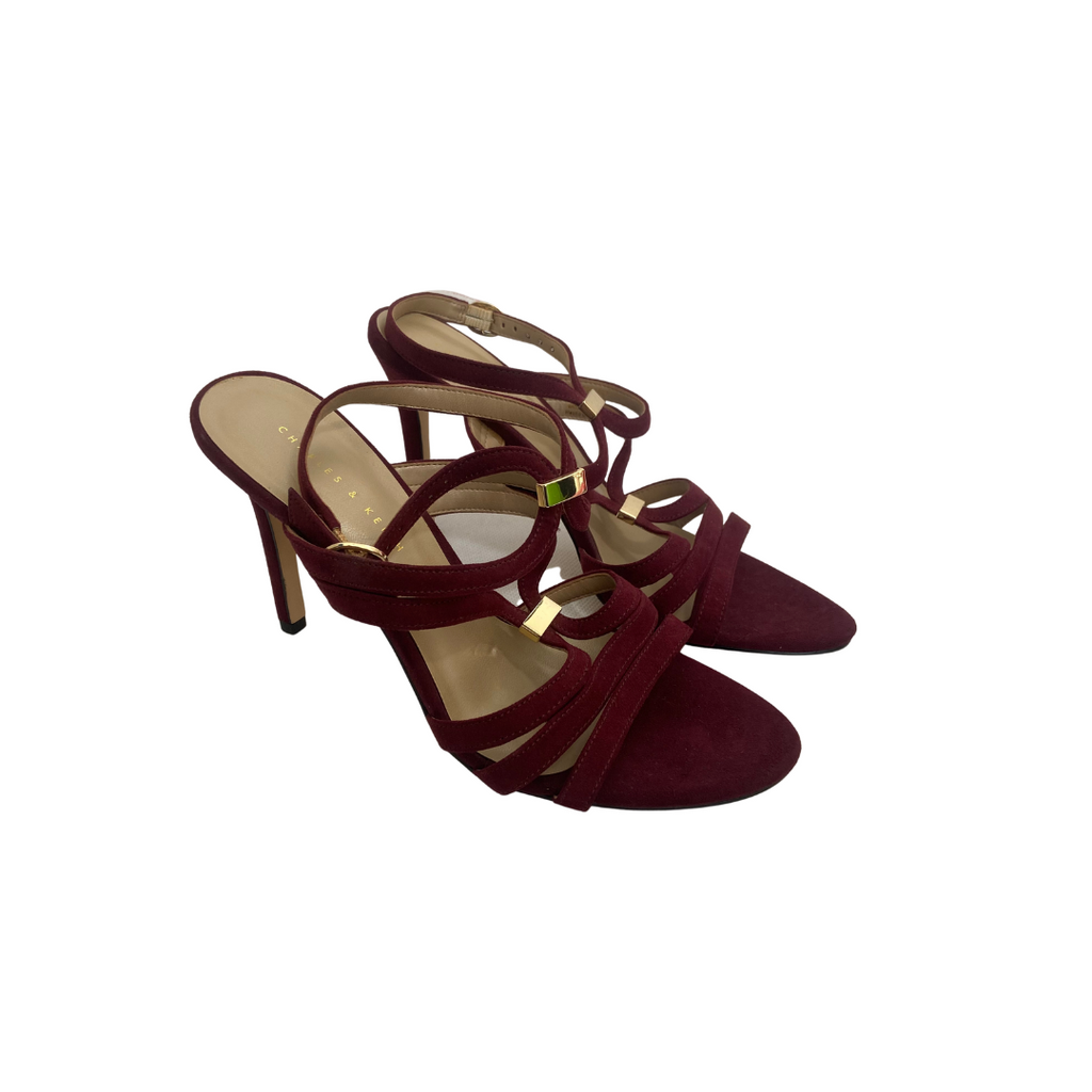Charles and Keith Maroon Suede Strappy Heels | Pre Loved |