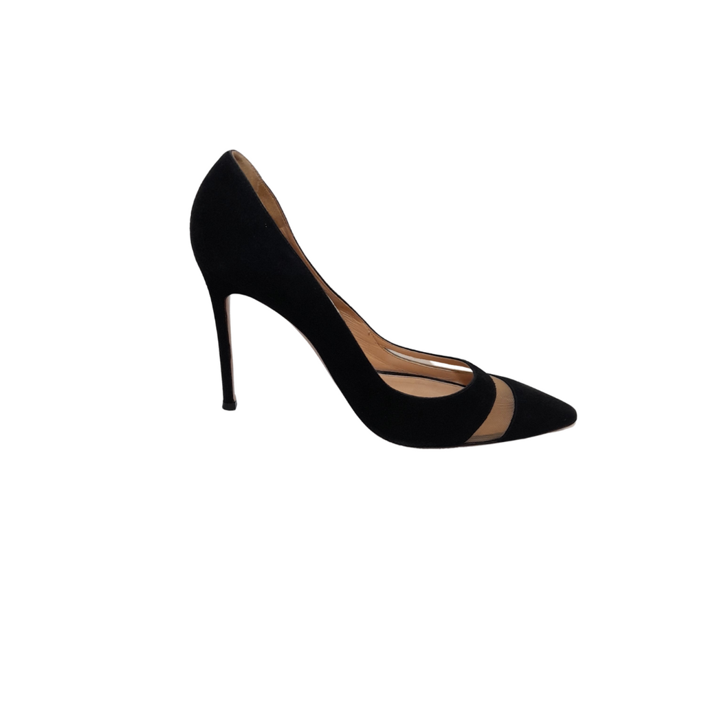 Gianvito Rossi Black Suede and Mash Pointed Pumps | Pre Loved |