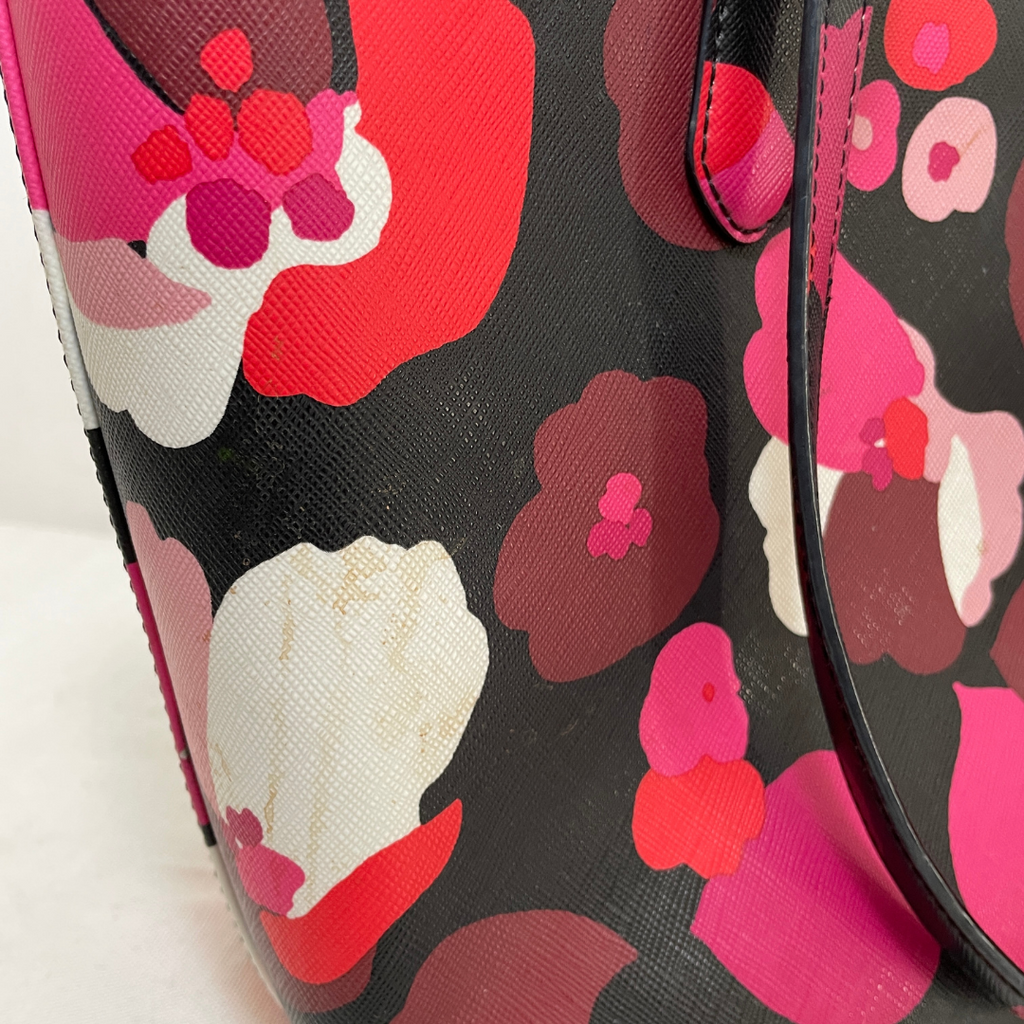 Kate Spade Black and Pink Floral Printed Tote Bag | Pre Loved |