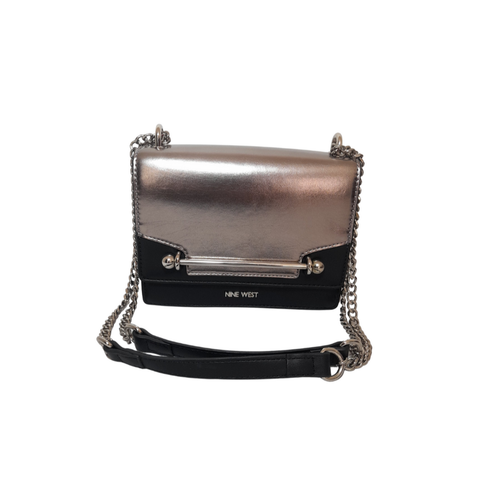 Nine West Silver and Black Chain Strap Shoulder Bag | Gently Used |