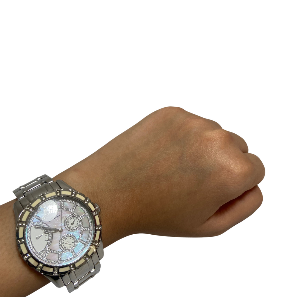 Guess Silver Chronograph Holographic Dial Watch | Gently Used |
