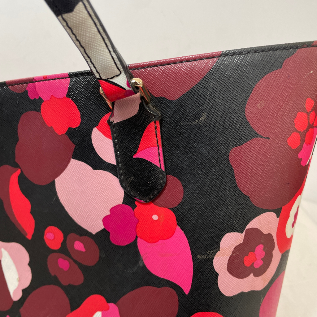 Kate Spade Black and Pink Floral Printed Tote Bag | Pre Loved |