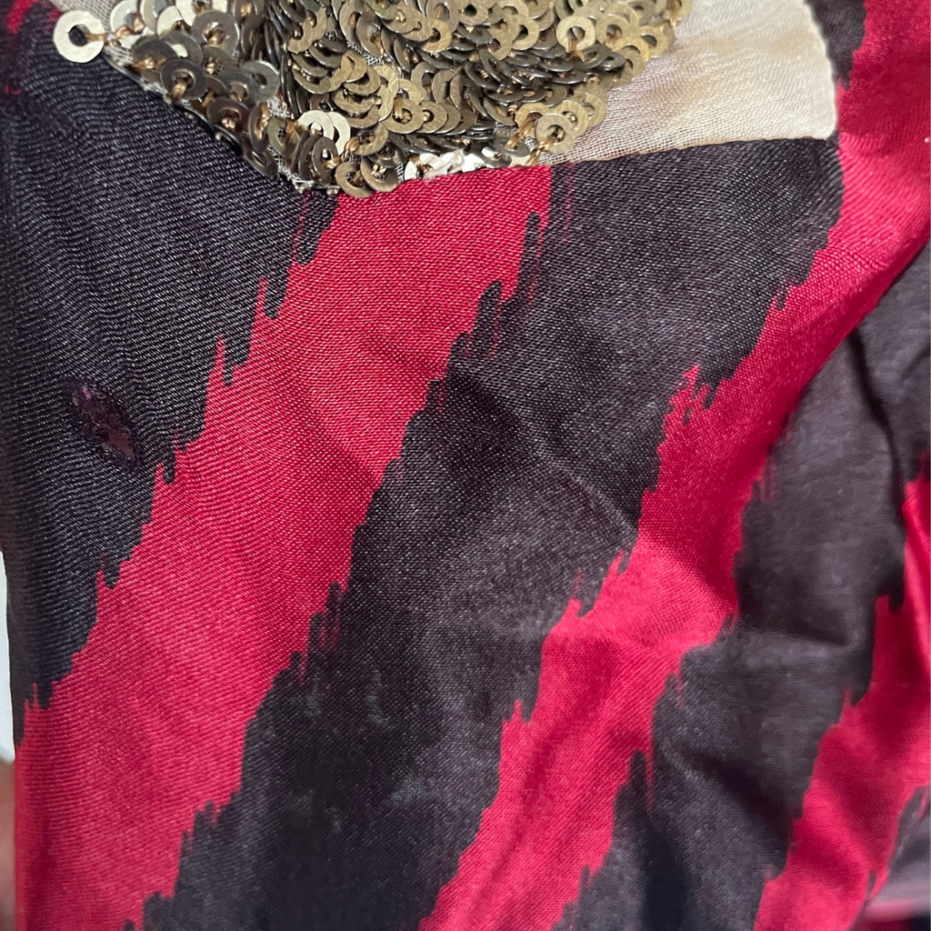 Sana Safinaz Red Silk and Velvet Embroidered Kurta | Pre Loved |