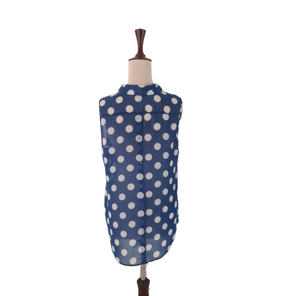 NEXT Blue Polka Dot Sheer Collared Shirt | Gently Used |