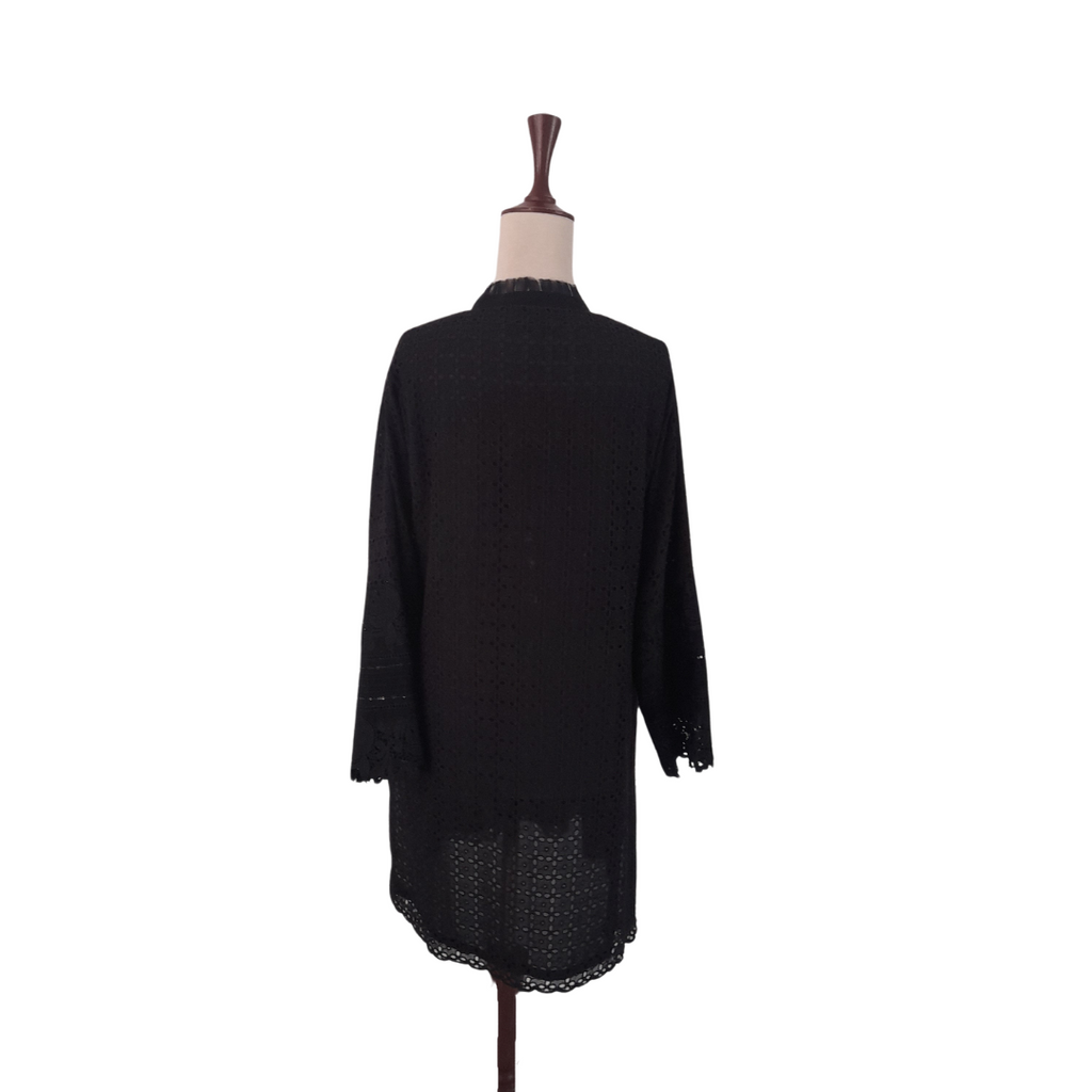 Maliha's Black Lace Cut-work Embroidered Kurta | Gently Used |