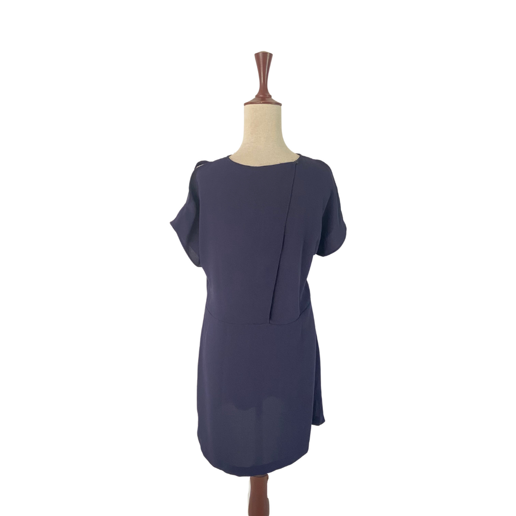 ZARA Navy Blue Rhinestone Neckline Dress | Gently Used |