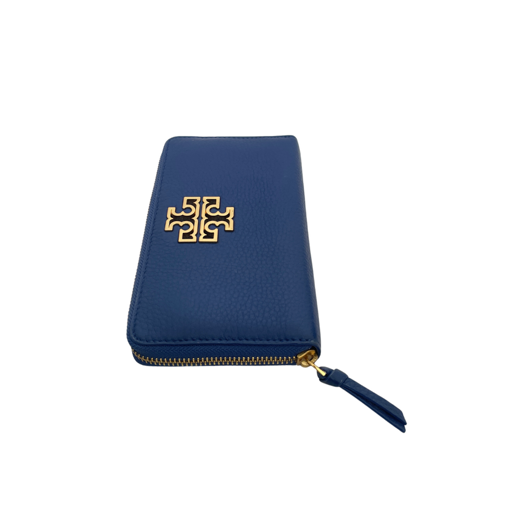 Tory Burch Blue Leather Zip-around Wallet | Gently Used |