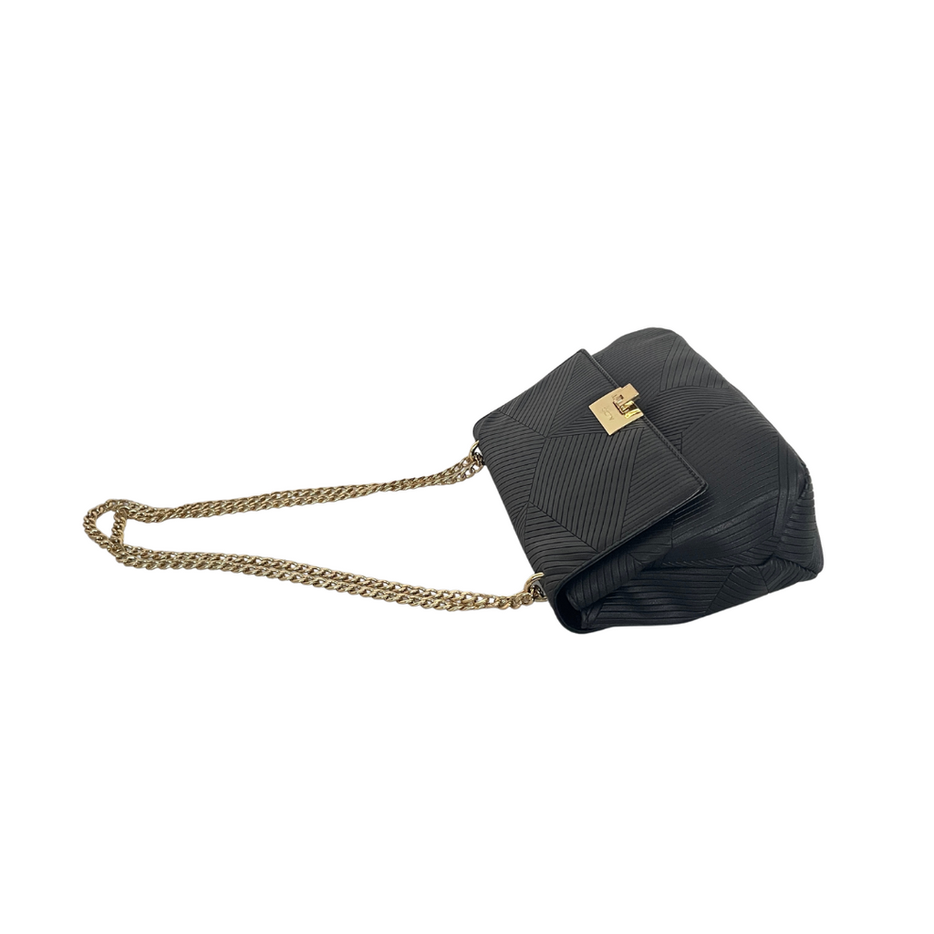 ALDO Black Textured Gold Chain Shoulder Bag | Gently Used |