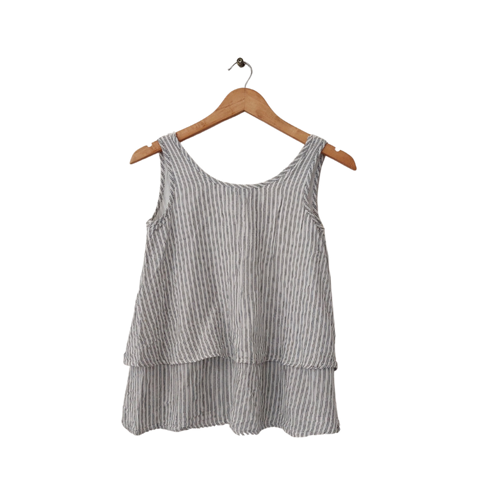 Atmosphere Grey and White Striped Sleeveless Top | Gently Used |