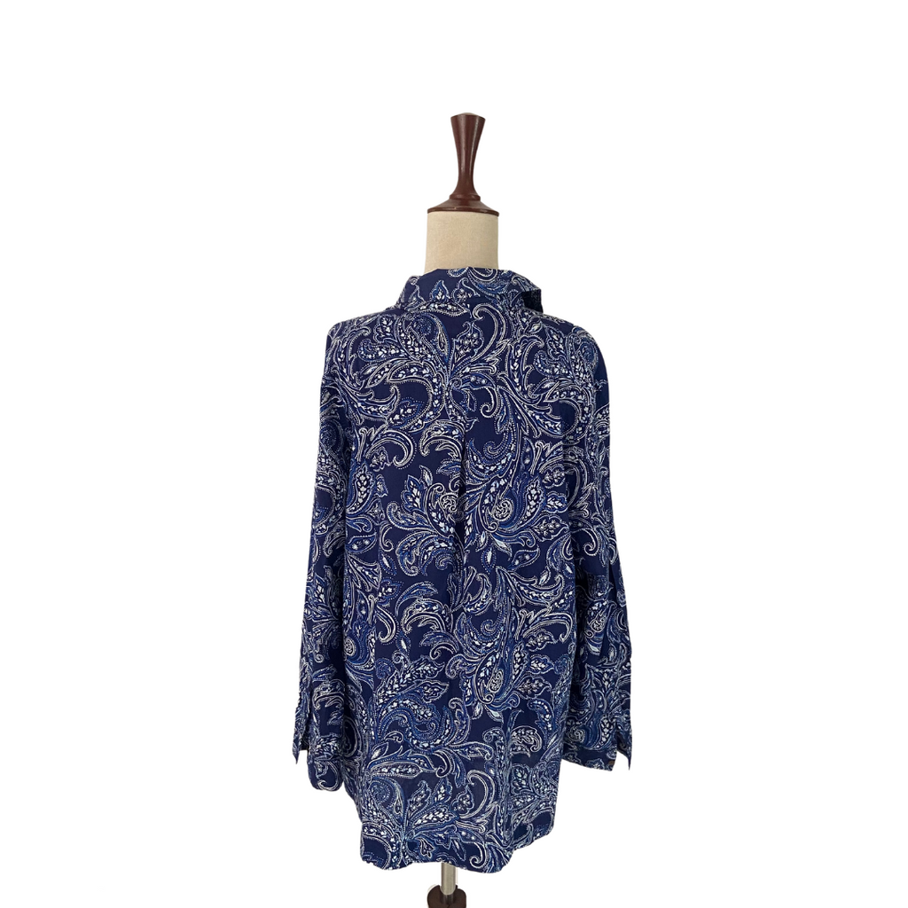 Land's Sea Blue Paisley Print Collared Shirt | Brand New |
