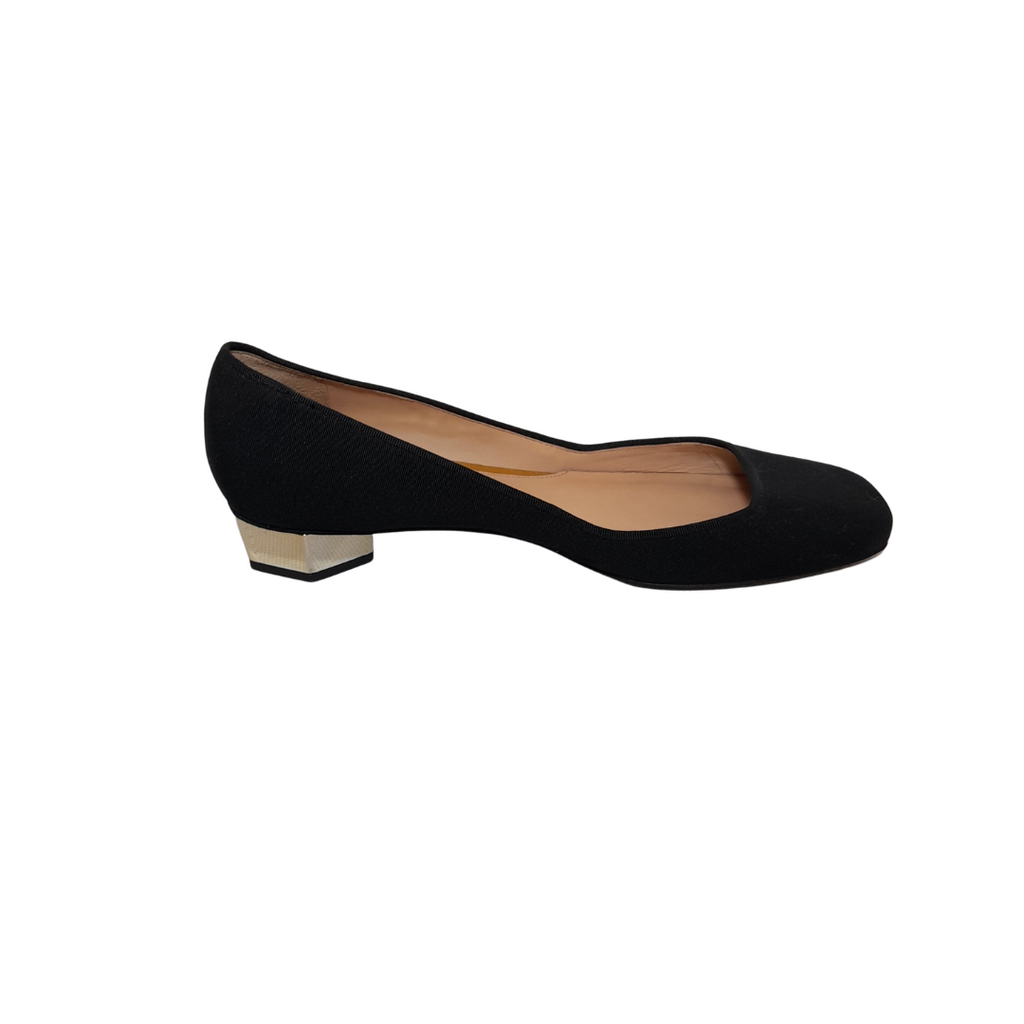 Tory Burch Black Canvas Square-toe Block Heels | Pre Loved |