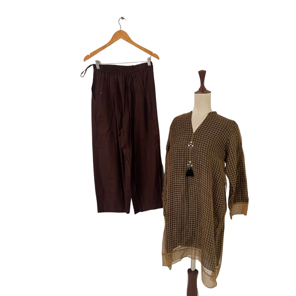 Miraka By Misha Lakhani Brown Outfit (3 pieces) | Brand New |