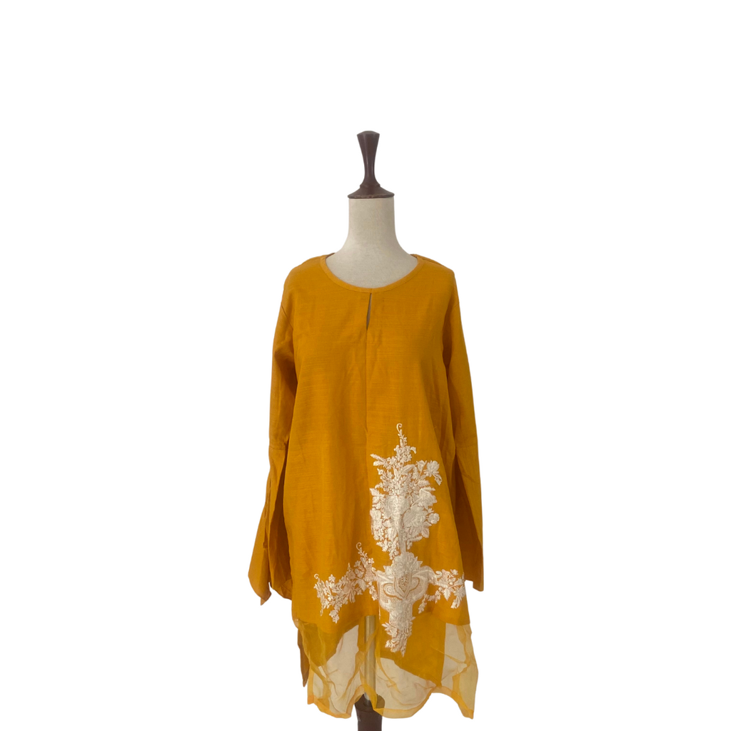 Sana Safinaz Mustard Flared Sleeves Embroidered Kameez | Brand New |