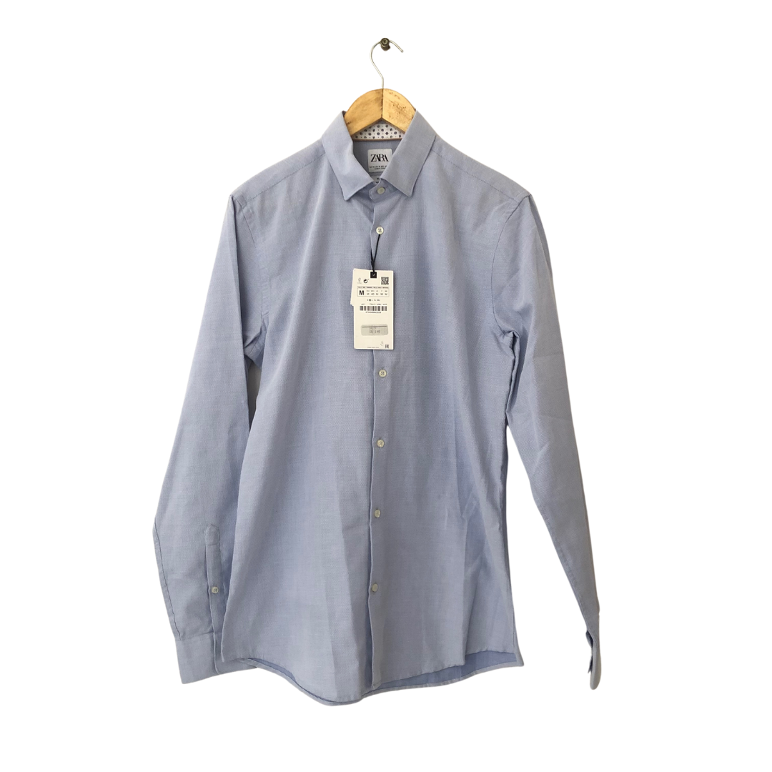 ZARA Light Blue Men's Collared Slim-fit Shirt | Brand New