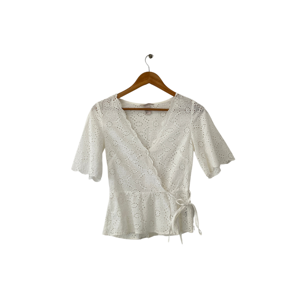 H&M White Lace Cut-out Blouse | Pre Loved |